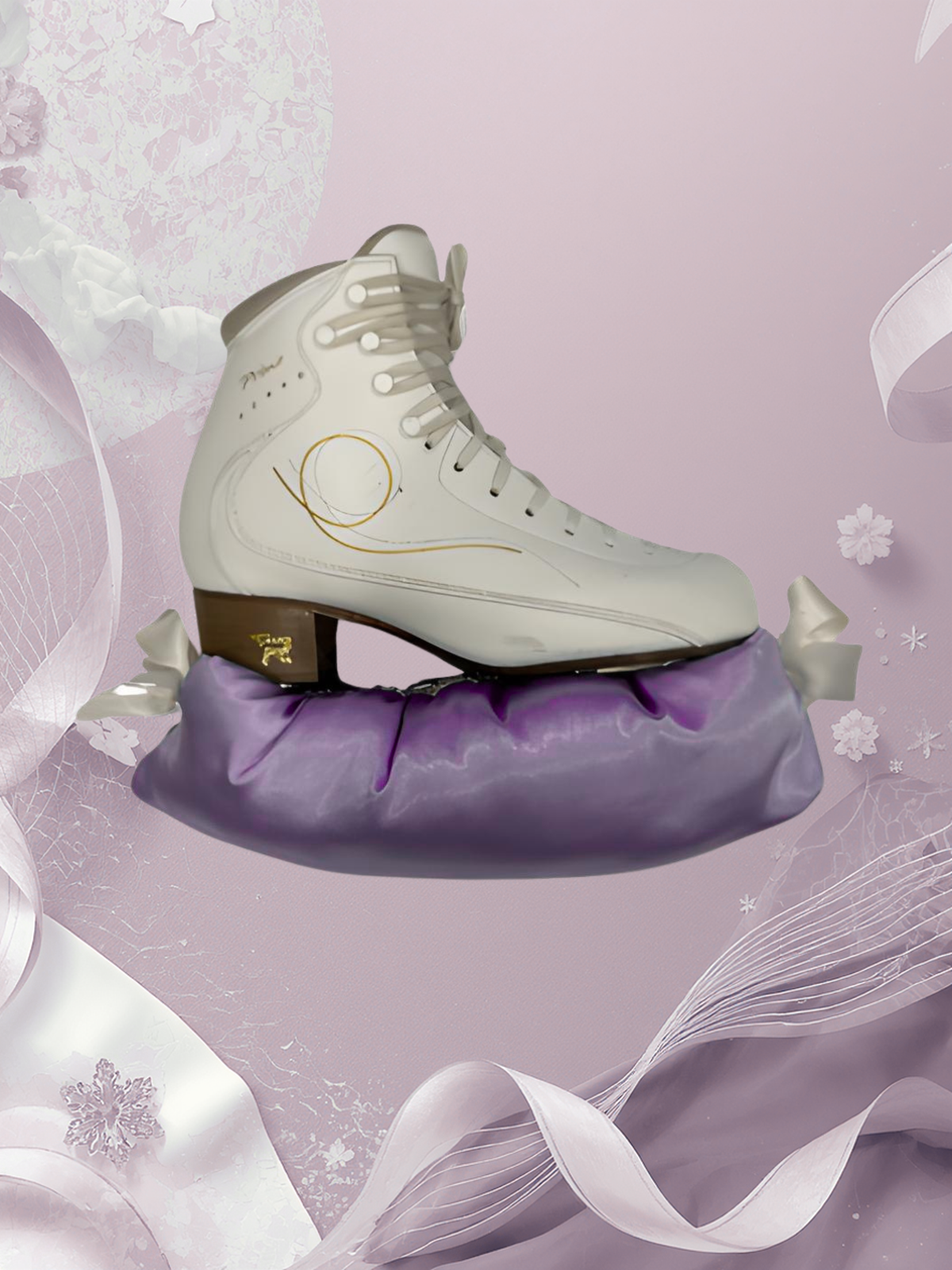 Lavender Double Bow Figure Skating Blade Covers