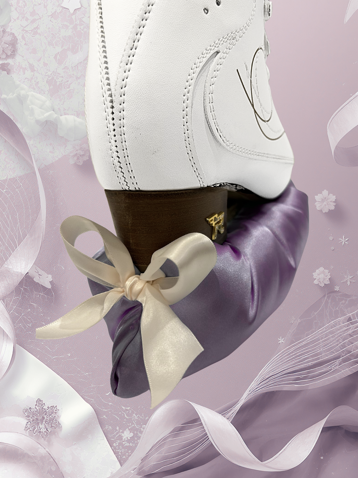 Lavender Double Bow Figure Skating Blade Covers