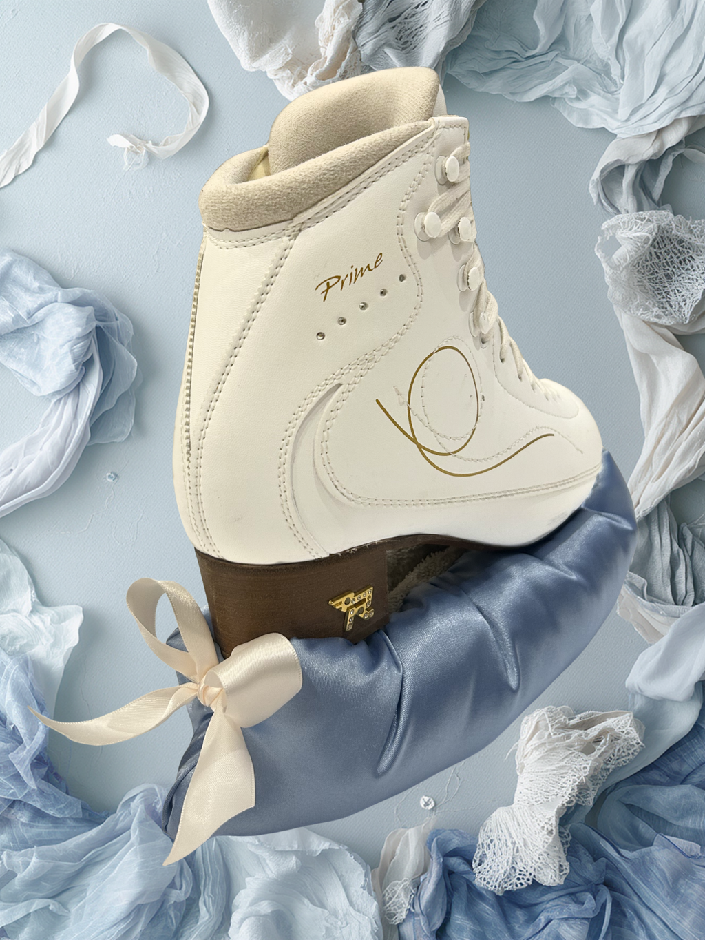 Baby Blue Double Bow Figure Skating Blade Covers