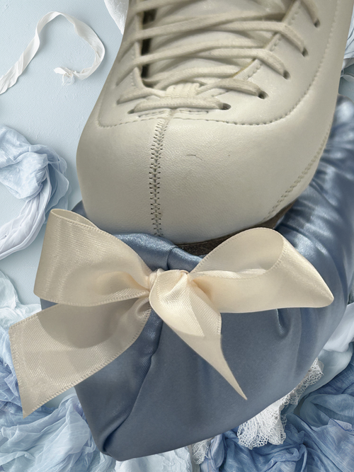 Baby Blue Double Bow Figure Skating Blade Covers