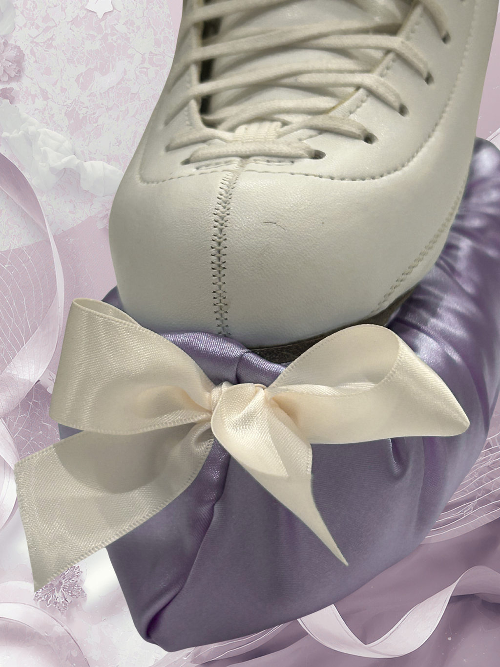 Lavender Double Bow Figure Skating Blade Covers