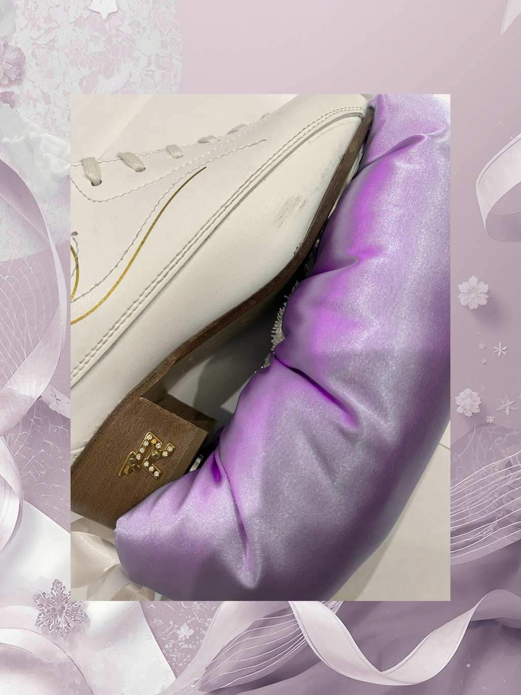 Lavender Double Bow Figure Skating Blade Covers