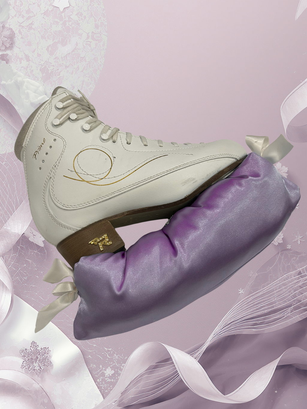 Lavender Double Bow Figure Skating Blade Covers