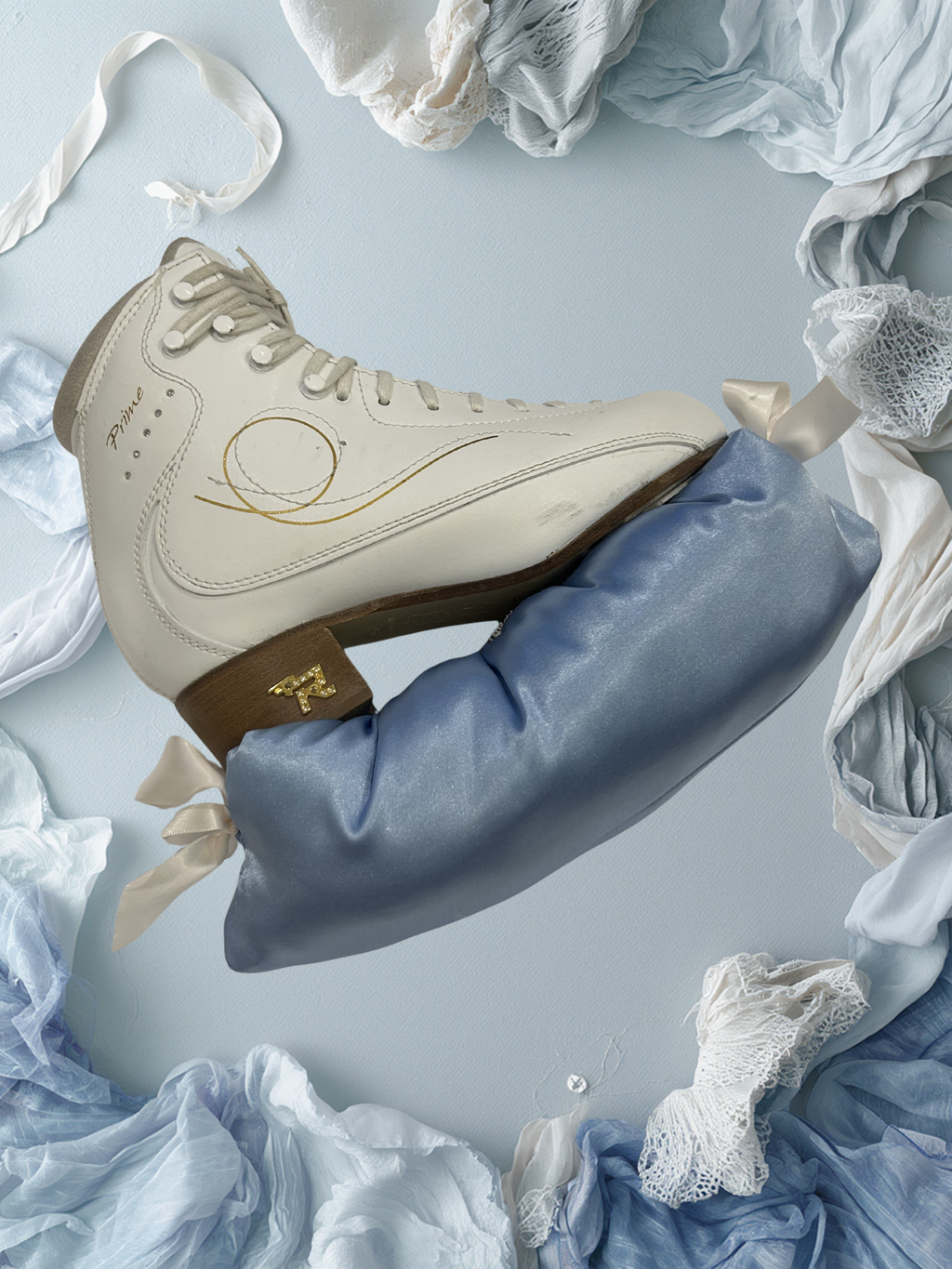 Baby Blue Double Bow Figure Skating Blade Covers
